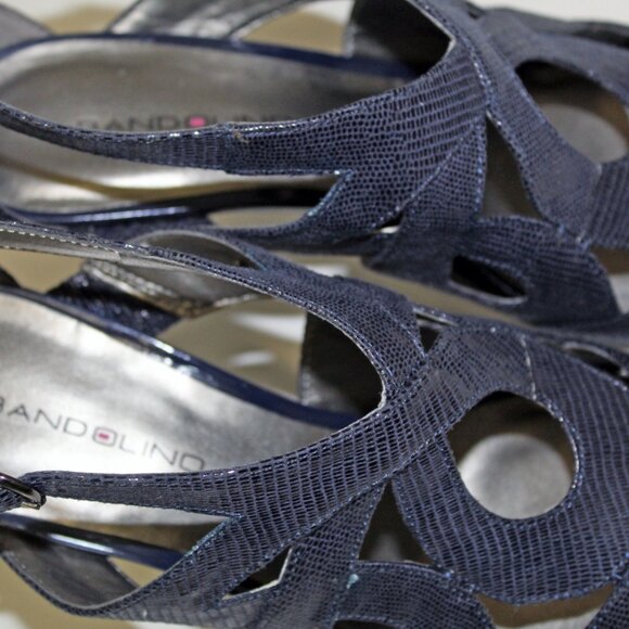 Bandolino Janeta High Heel Sandals Size 7.5M, Bleu Snakeskin Print - Picture 8 of 13